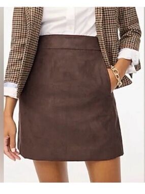 NWT J. Crew Brown Faux Suede Mini Skirt